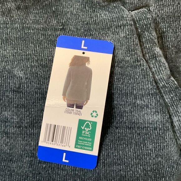 32 Degrees Heat Womens Mock Neck Fleece 1/4 Zip Pullover Sweater Teal Large NWOT - Picture 3 of 13